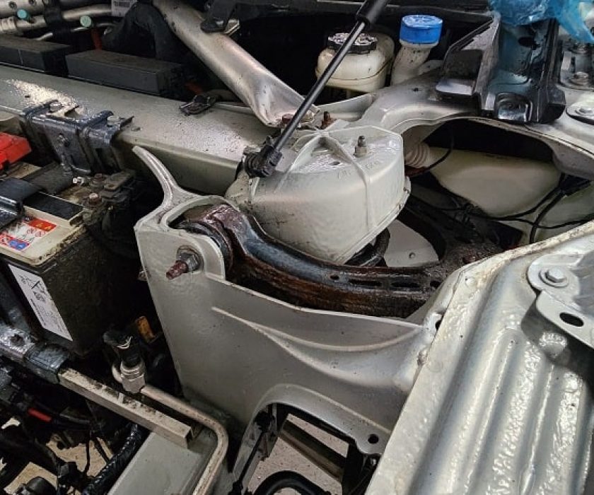 Electric vehicle battery repair process at Garage-EV in Dartmouth.