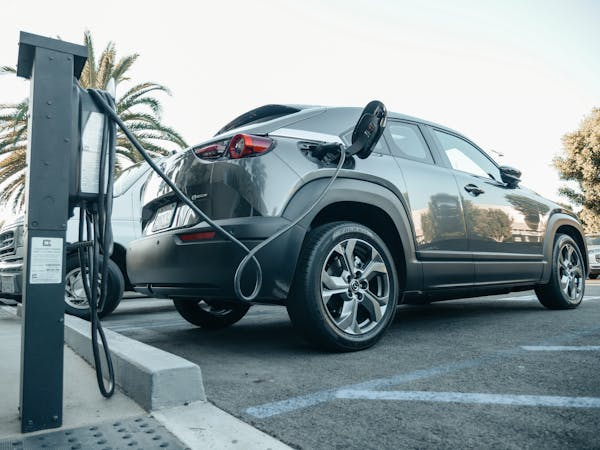 Electric vehicle charging at Garage-EV in Dartmouth.
