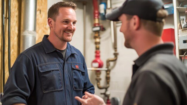 Technicians discussing electric vehicle maintenance at Garage-EV Dartmouth.