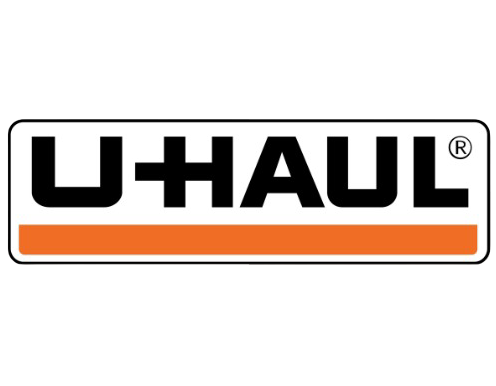U-Haul logo, vehicle rental and moving supplies provider.
