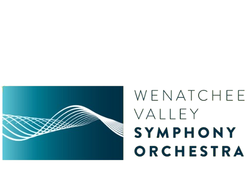 Wenatchee Valley Symphony Orchestra logo with wave design.