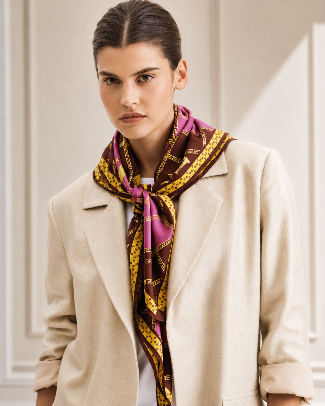 HERAFOULARDMODELLA copia Hera - Silk Twill Scarf - Image 1