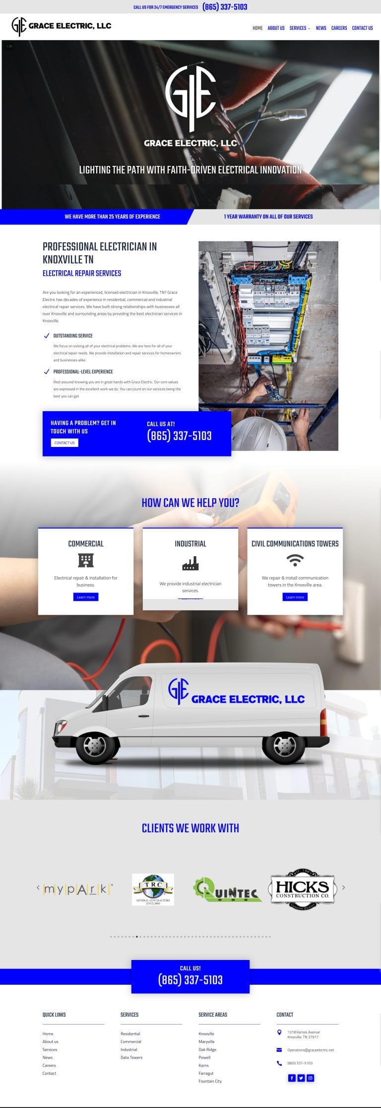 Grace electric residential and commercial electrician website