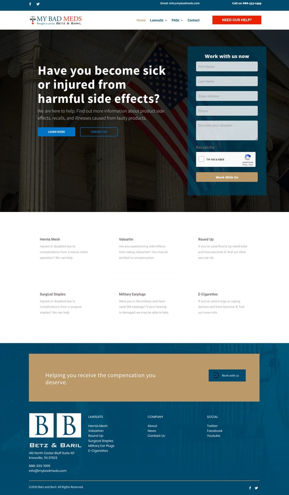 Bartenders Foundation home page design for their new website