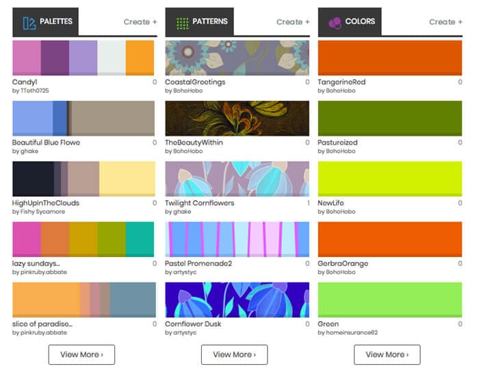 Colour lovers palette library