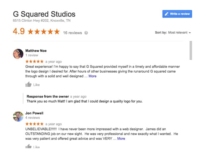 Google Reviews Example