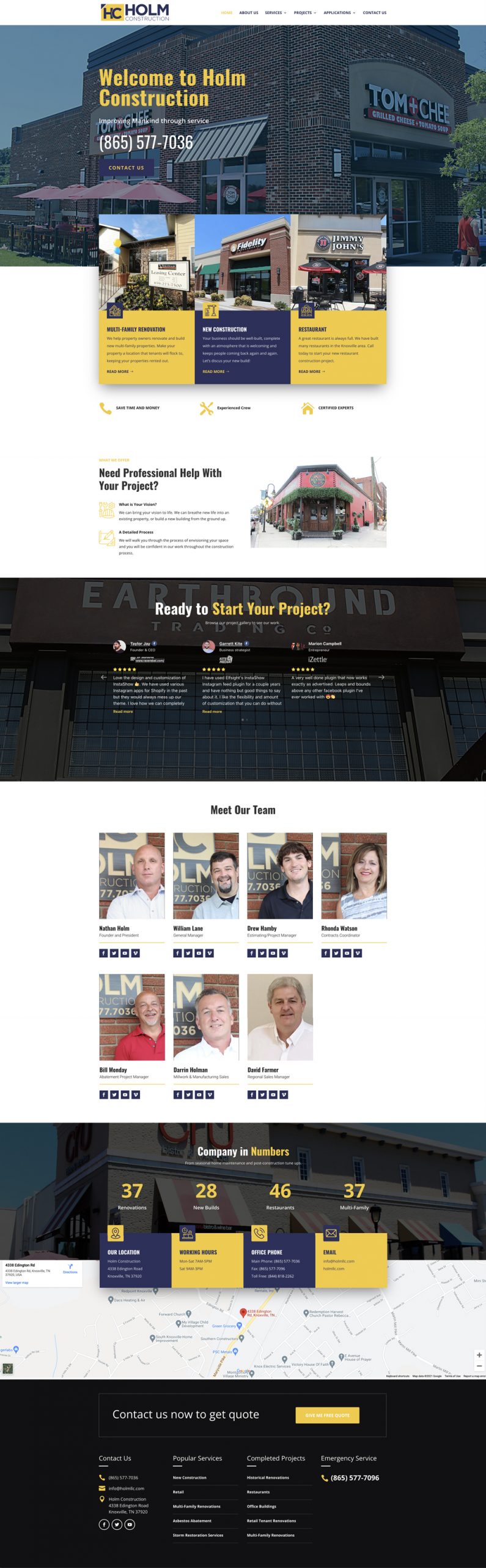 holm construction website