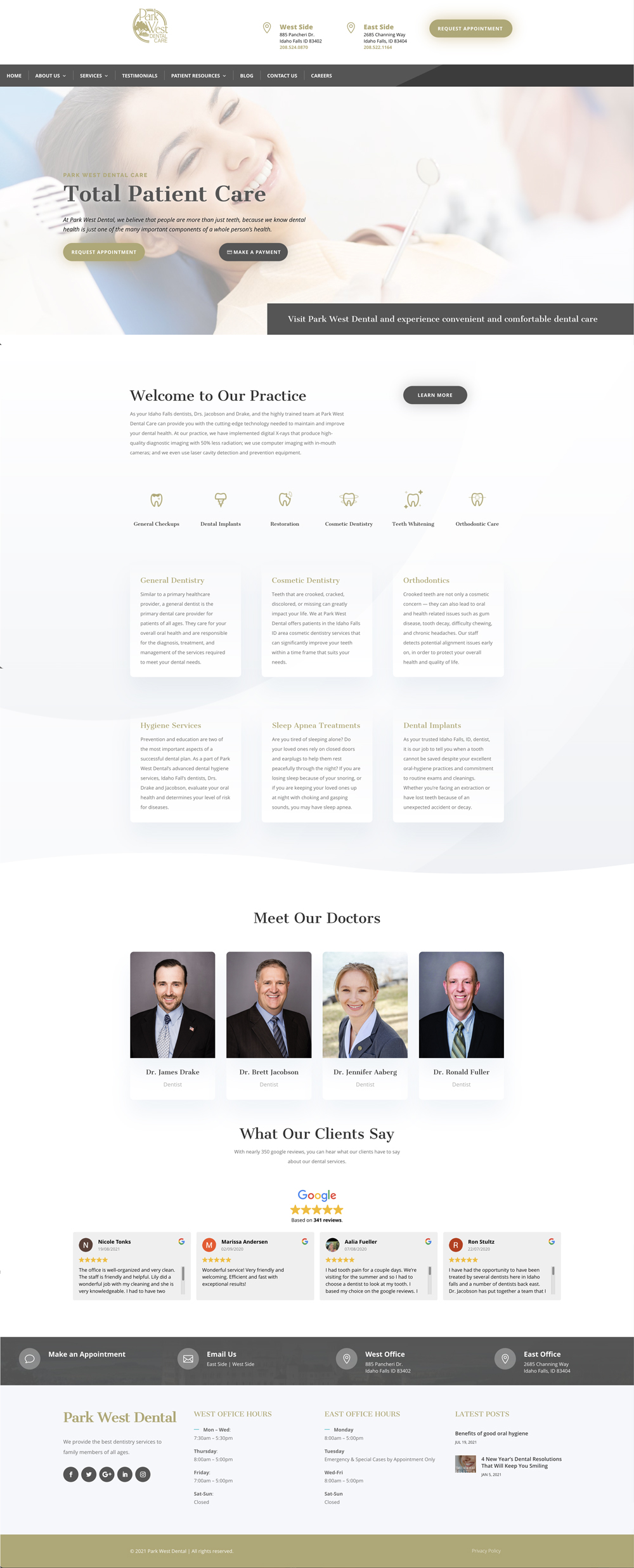 Parkwest Dental Website redesign
