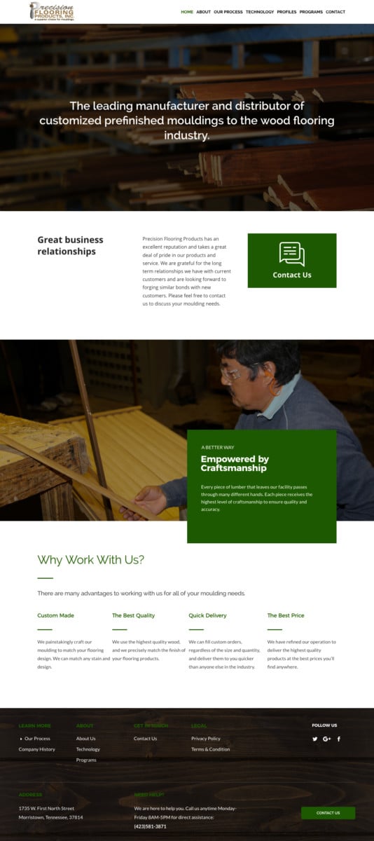 Precision Flooring website design, Morristown, TN