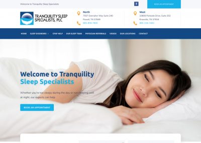 Tranquility Sleep Specialists Website Design