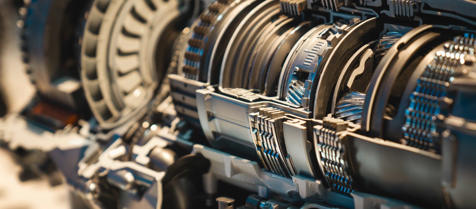 Close-up of a modern automatic transmission system.