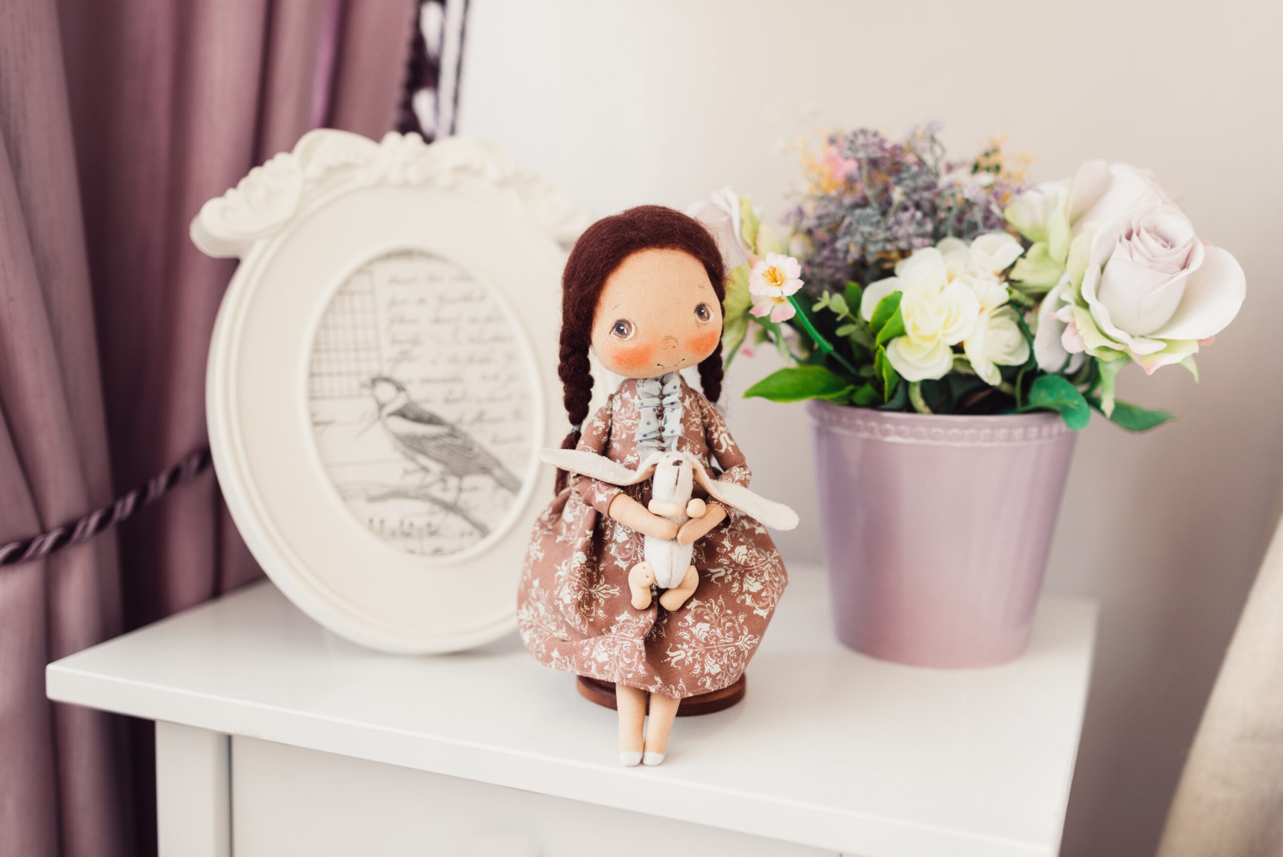 Beautiful interior doll on a white chest of drawer 2024 09 12 16 57 22 utc