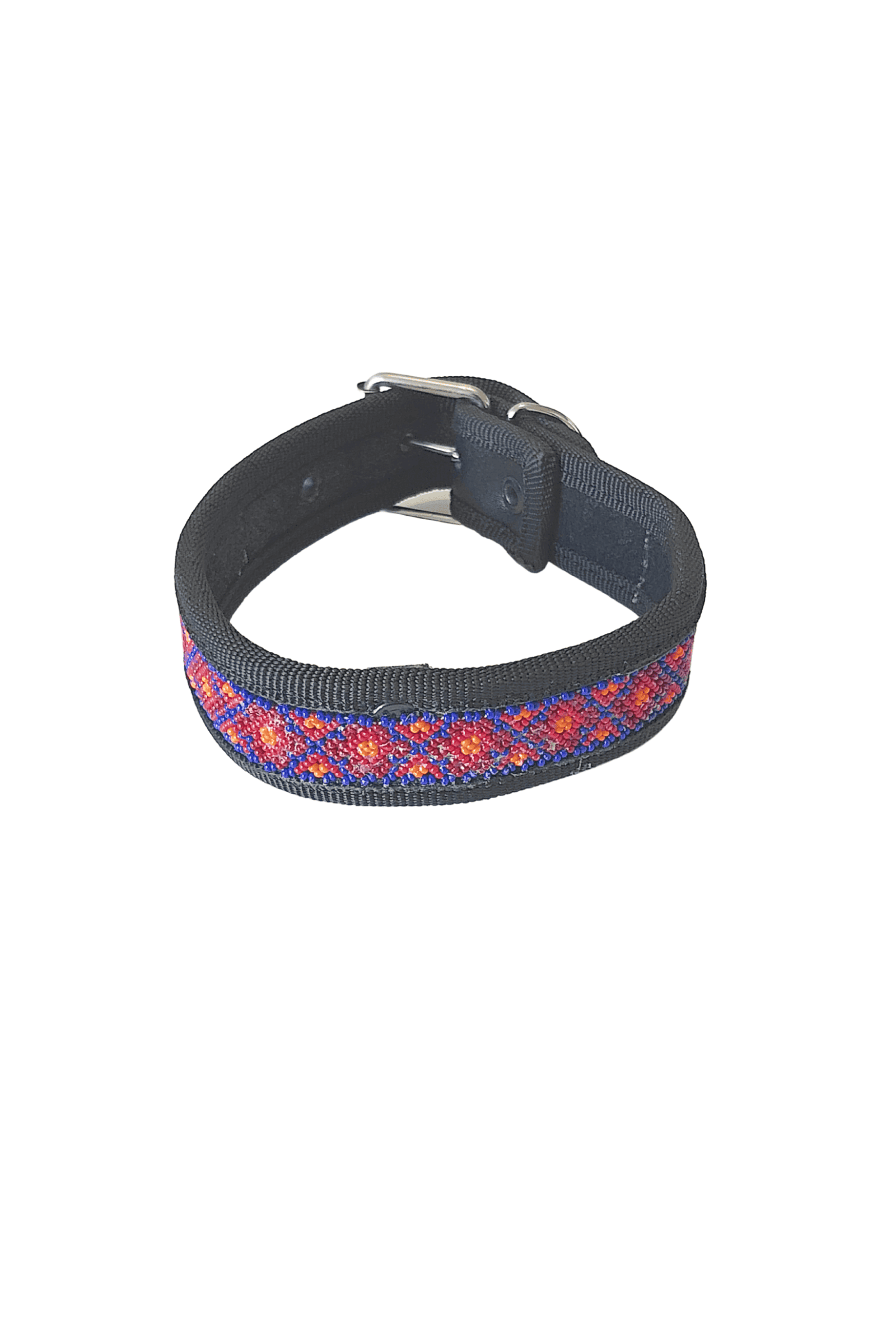 Tobillera de tela con bordado colorido para perros, resistente y ajustable para entrenamiento y ejercicio. Diseño cómodo y duradero en colores vibrantes. Ideal para paseos y actividades caninas.