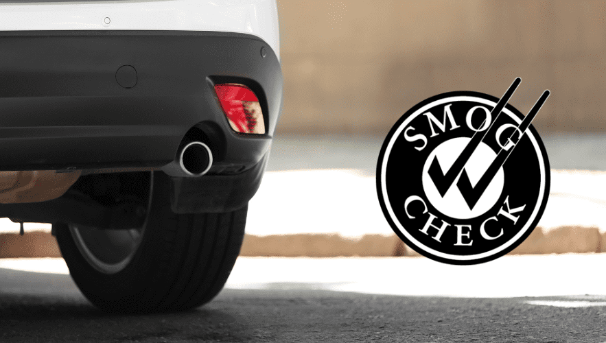 Vehicle rear showing smoke check badge at Hillside Auto Clinic.