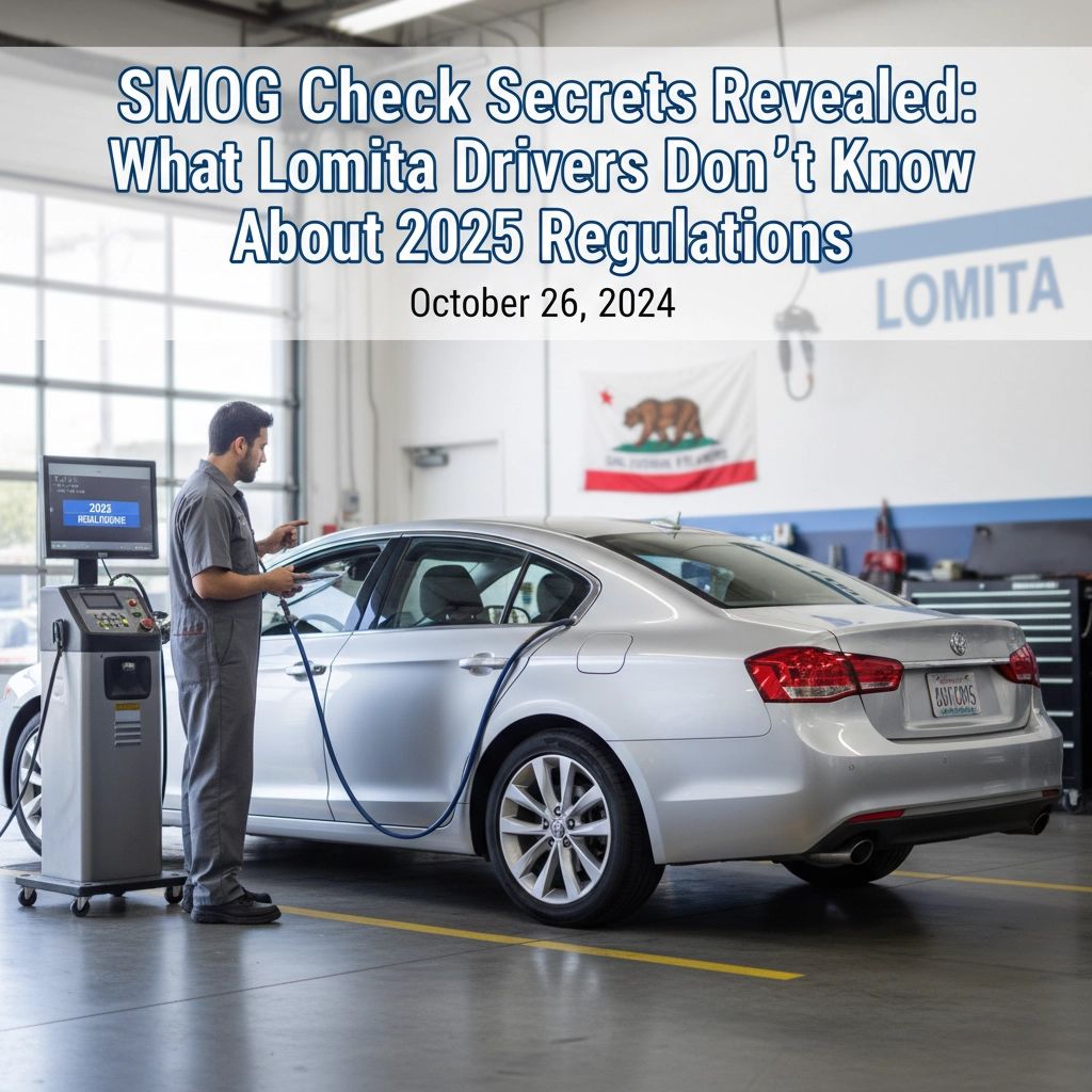 Auto smog check for Lomita drivers in a modern service bay.