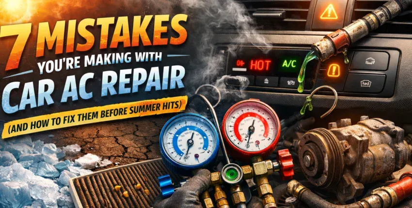 Auto repair troubleshooting with gauges and tools for vehicle maintenance.