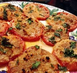 Cheesy garlic tomatoes