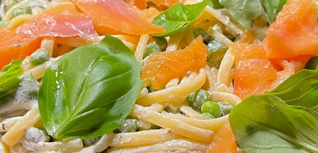 spring pasta with salmon