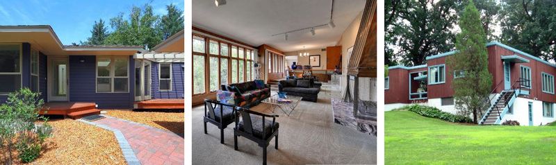 3 images of mid century modern homes