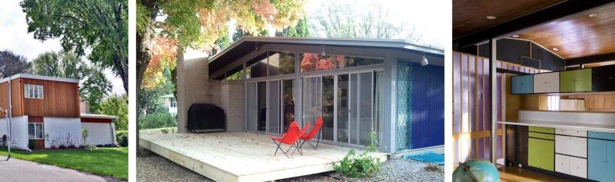 3 images of mid century modern homes