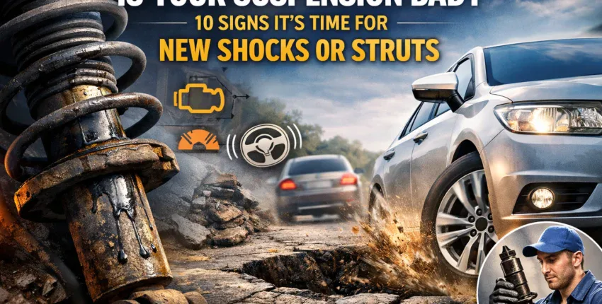 Car suspension repair service at Honest Engine Roseville, fixing shocks and struts.