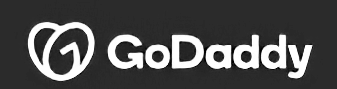 GoDaddy web hosting and domain company logo with white heart symbol on black background