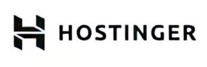 Hostinger web hosting company logo with black geometric H symbol and text