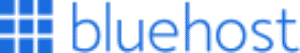 Bluehost web hosting company logo with blue grid symbol and text