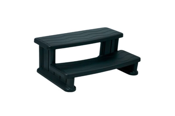 Spa steps in black color, designed for easy hot tub entry and exit