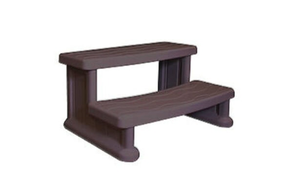 Spa steps in brown color, designed for easy hot tub entry and exit