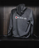 Gray Imola Motorsports hoodie with logo for racing fans.