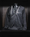 Gray lightweight zip hoodie with Imola Motorsports logo for casual racing style.
