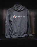 Gray Imola Motorsports hoodie with logo, lightweight and comfortable. Perfect for casual wear and mo.