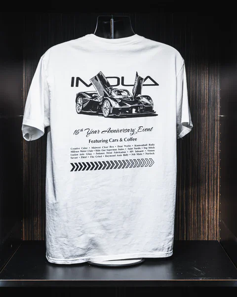 Aston Martin Valkyrie themed limited edition T-shirt featuring a detailed car graphic and event deta.