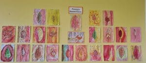 Colorful children's artwork at Inchmarlo School, showcasing creativity and educational engagement.