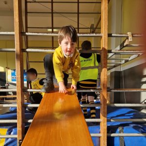 Children playing on indoor playground structure at Inchmarlo school.