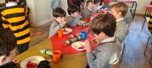 Children engaged in creative activities at Inchmarlo preschool.