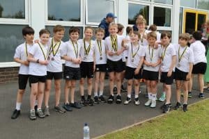 Students participating in Inchmarlo School outdoor sports event.