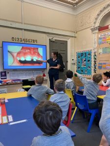 Children’s dental education session at Inchmarlo clinic.
