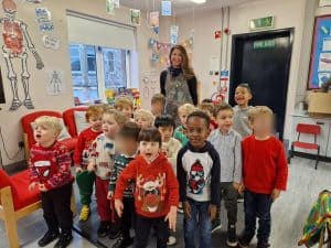 Bright classroom filled with happy children at Inchmarlo.