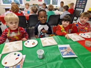 Children enjoying arts and crafts activities at Inchmarlo preschool.