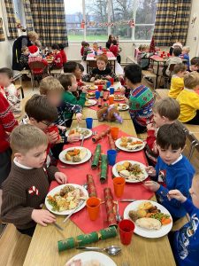 Children enjoying festive meal at Inchmarlo.