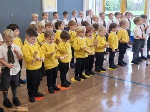 Young children in uniform at Inchmarlo early education center.