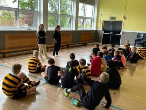 Children's indoor activity session at Inchmarlo outdoor learning centre.