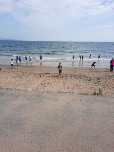 Scenic Inchmarlo coastal beach with visitors enjoying the seaside views and sandy shores.