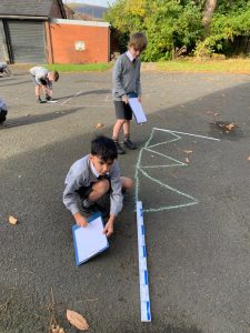 Children engaging in outdoor chalk games at Inchmarlo.