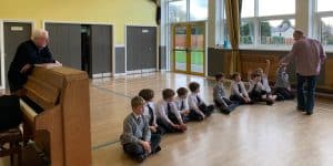 Children learning music at Inchmarlo early years center.