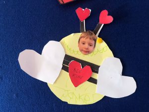 Child's arts and crafts project with bee theme on Inchmarlo website.