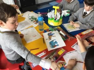 Children engaging in creative art activities at Inchmarlo School.