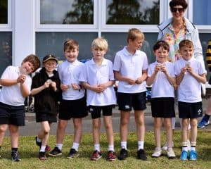 Happy children in school uniform at Inchmarlo School.